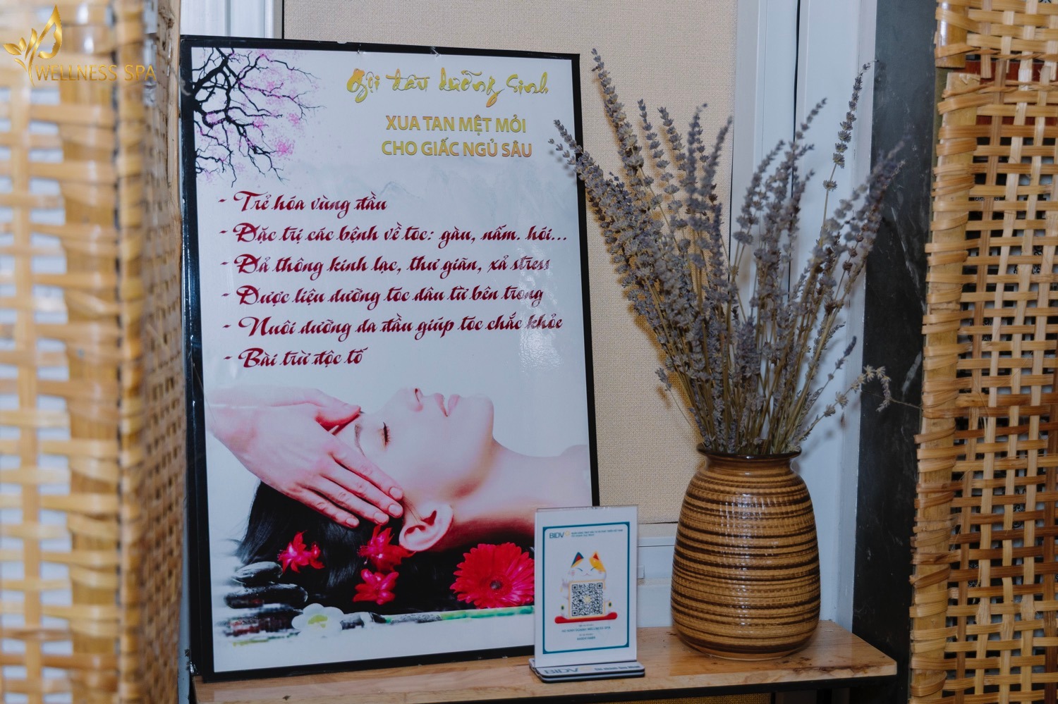 Góc bài trí hoa khô tại Wellness Spa Quy Nhơn